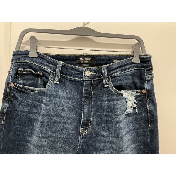 Judy Blue Boyfriend Fit Jeans 7/28 Medium Wash Distressed 5 Pocket - Picture 2 of 10